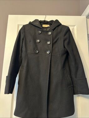 Michael Kors double-Breasted Hooded Wool Coat - Black, size 8